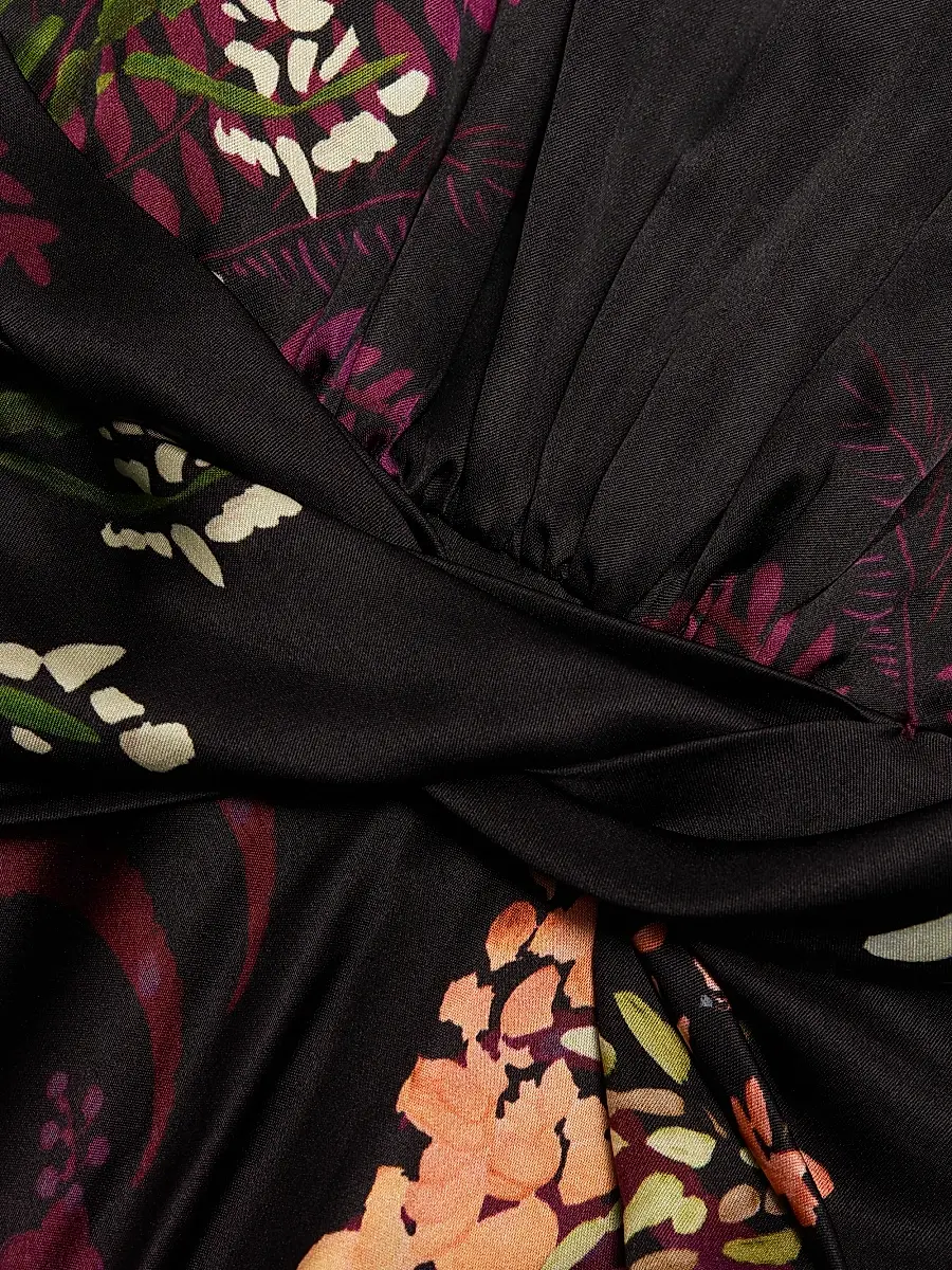 Saloni Women's Gwen Floral Satin Midi-Dress | Thumbnail 7 Saloni Women's Gwen Floral Satin Midi-Dress | Thumbnail 7