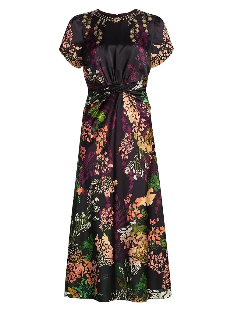 Women's Gwen Floral Satin Midi-Dress Women's Gwen Floral Satin Midi-Dress