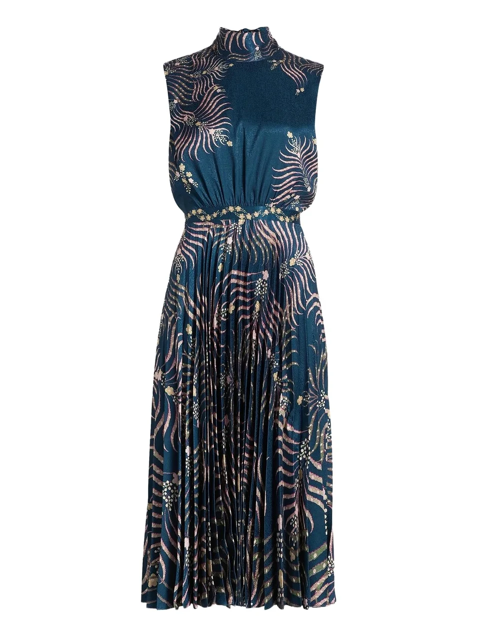 Women's Fleur Pleated Satin Midi Dress