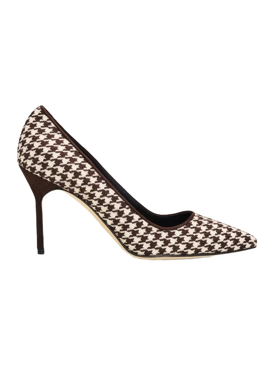 Manolo Blahnik Women's BB Pick Tora 90MM Houndstooth Wool Pumps