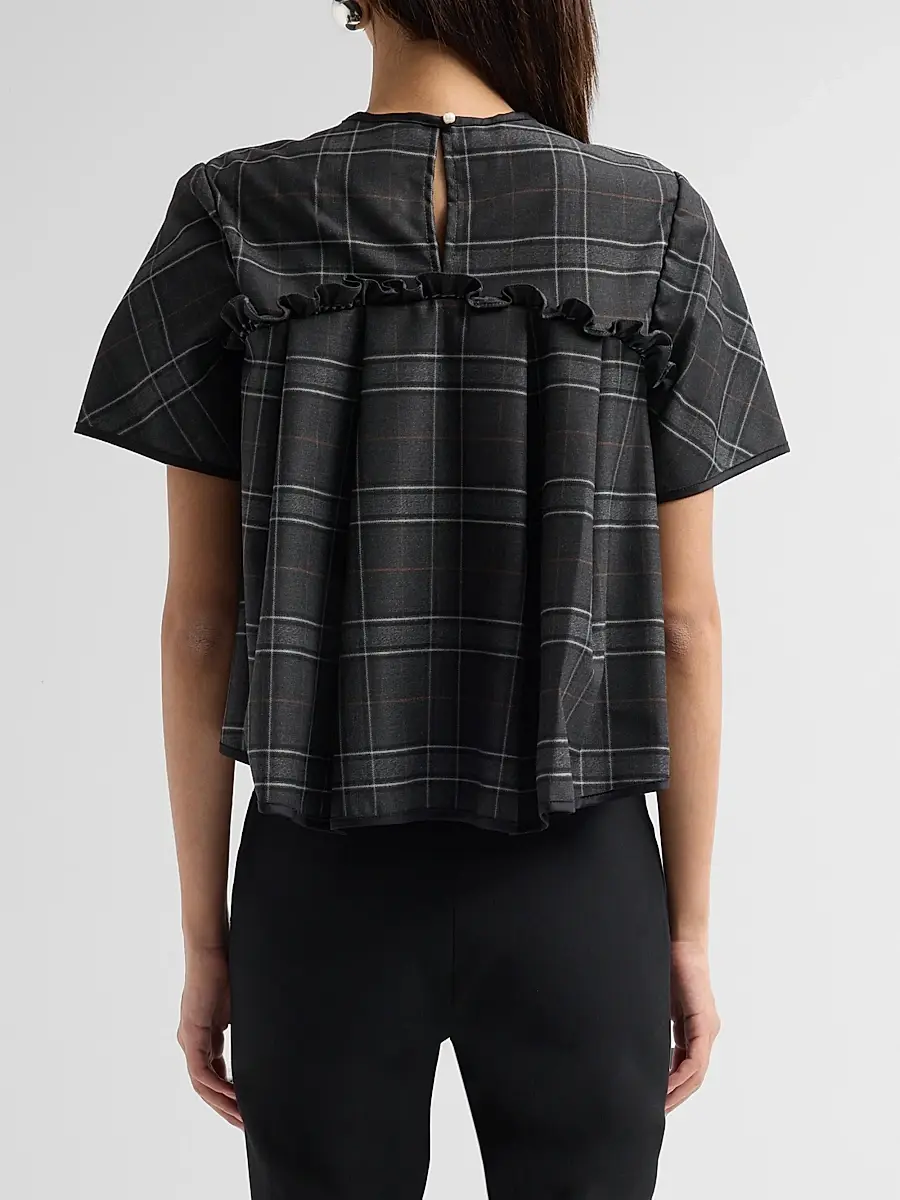Kika Vargas Women's Hope Wool Plaid Top | Thumbnail 3 Kika Vargas Women's Hope Wool Plaid Top | Thumbnail 3