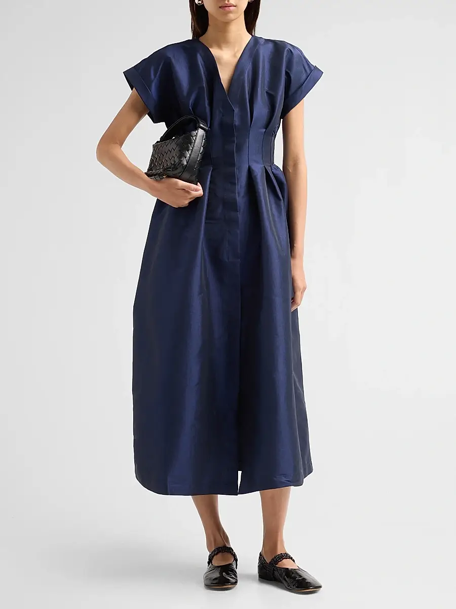Kika Vargas Women's Tsige Taffeta A-Line Midi-Shirtdress | Thumbnail 2 Kika Vargas Women's Tsige Taffeta A-Line Midi-Shirtdress | Thumbnail 2