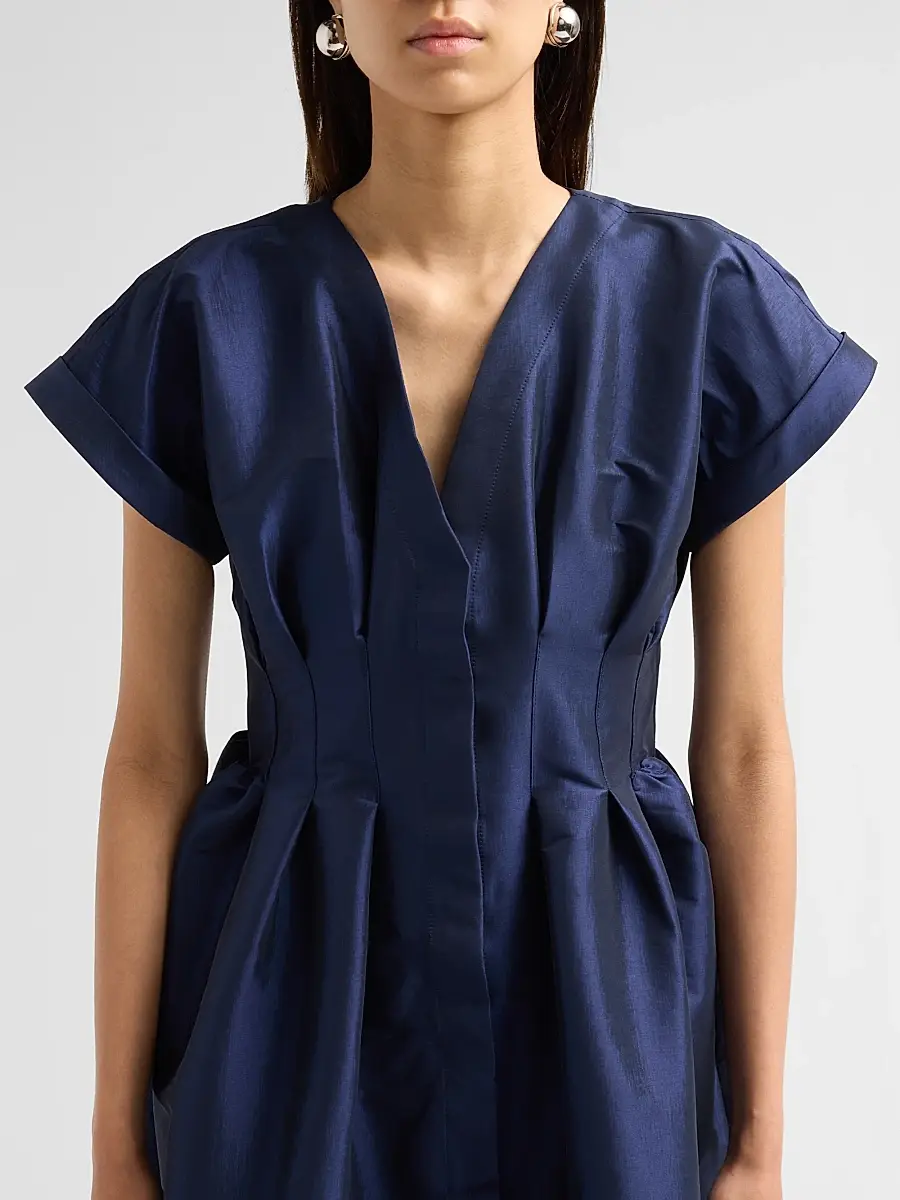 Kika Vargas Women's Tsige Taffeta A-Line Midi-Shirtdress | Thumbnail 5 Kika Vargas Women's Tsige Taffeta A-Line Midi-Shirtdress | Thumbnail 5