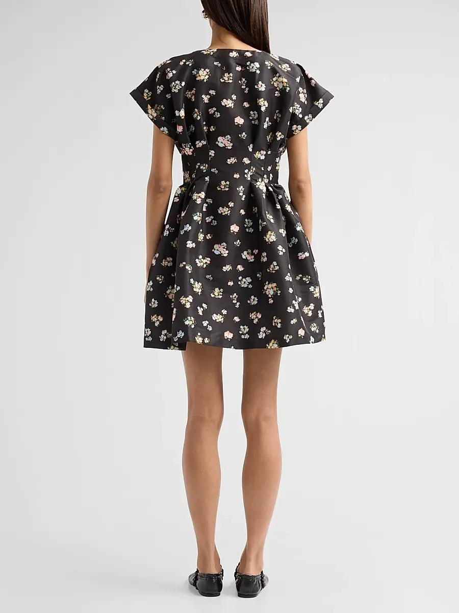 Kika Vargas Women's Billie Floral Taffeta Fit & Flare Minidress | Thumbnail 3 Kika Vargas Women's Billie Floral Taffeta Fit & Flare Minidress | Thumbnail 3