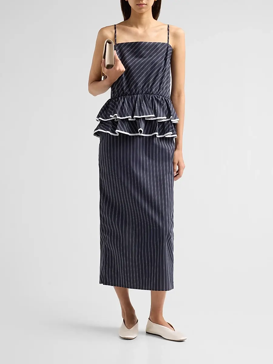 Kika Vargas Women's Alanna Striped Cotton-Blend Midi-Dress | Thumbnail 2 Kika Vargas Women's Alanna Striped Cotton-Blend Midi-Dress | Thumbnail 2