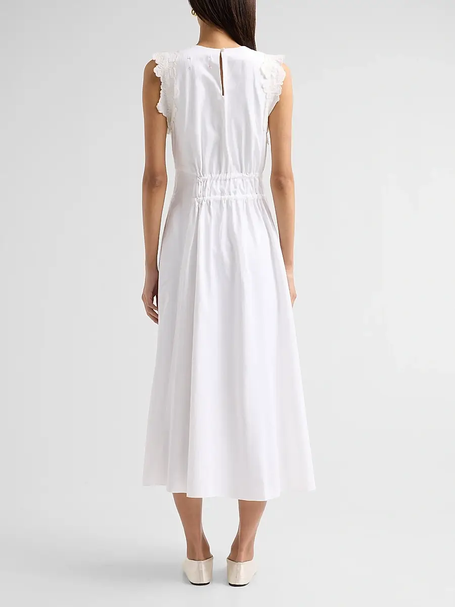 Kika Vargas Women's Hanna Appliqué Cotton-Blend Ruched Midi-Dress | Thumbnail 3 Kika Vargas Women's Hanna Appliqué Cotton-Blend Ruched Midi-Dress | Thumbnail 3