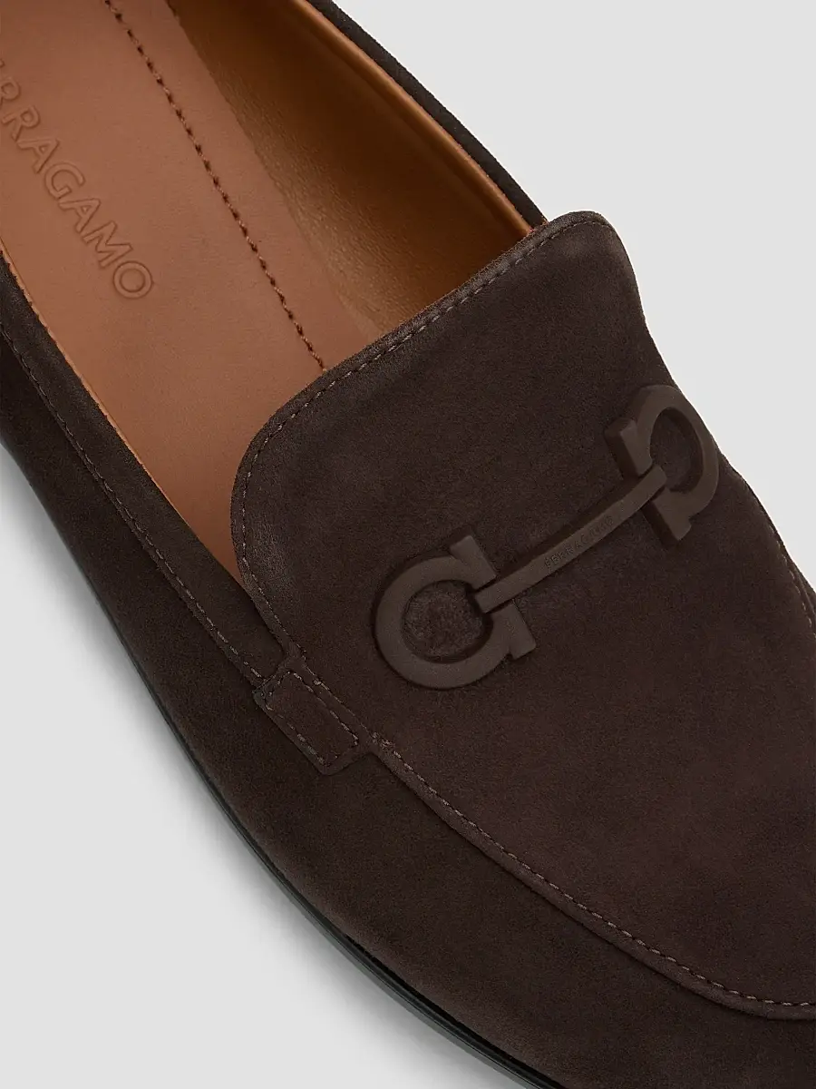 Ferragamo Women's Suede Gancini Loafers | Thumbnail 3