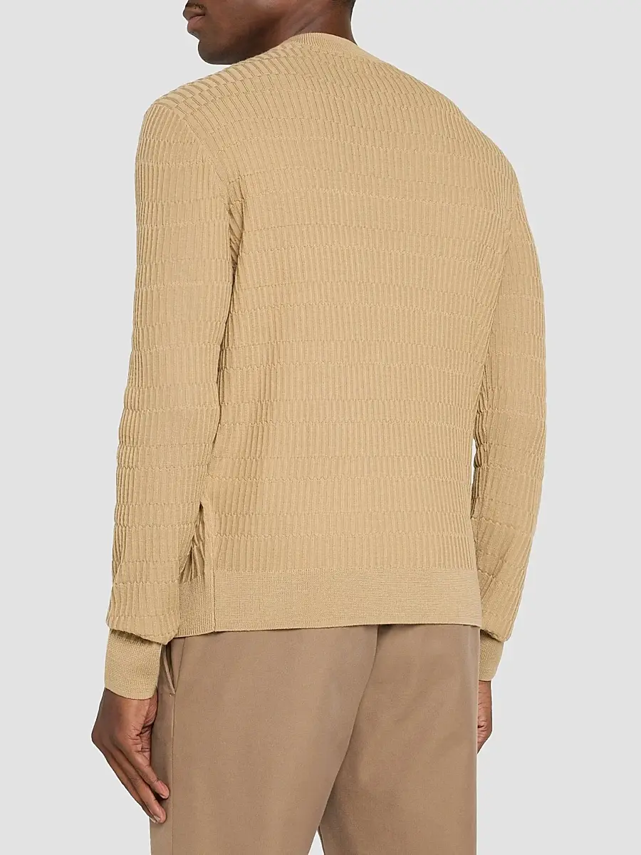 Emporio Armani Men's Wool Bar-Stitch Crewneck Sweater | Thumbnail 3