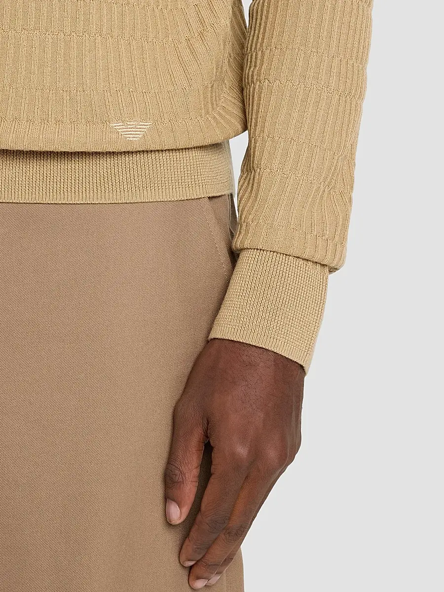 Emporio Armani Men's Wool Bar-Stitch Crewneck Sweater | Thumbnail 5