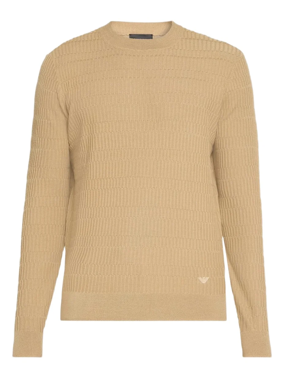 Emporio Armani Men's Wool Bar-Stitch Crewneck Sweater