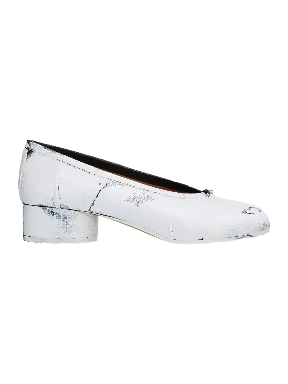 Maison Margiela Women's Tabi 35MM Painted Print Leather Pumps