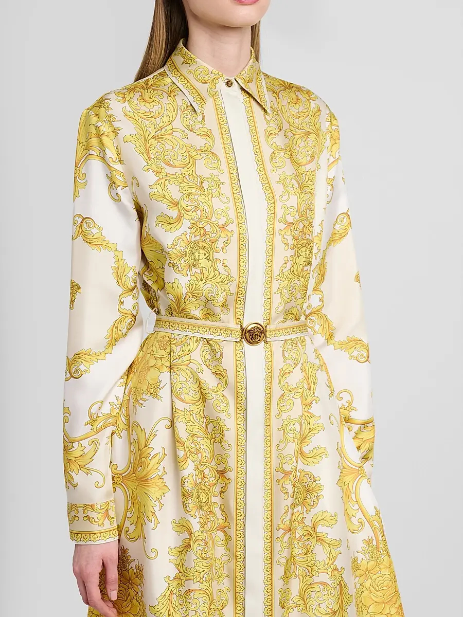 Versace Women's Baroque-Print Silk Twill Midi Shirtdress | Thumbnail 5 Versace Women's Baroque-Print Silk Twill Midi Shirtdress | Thumbnail 5