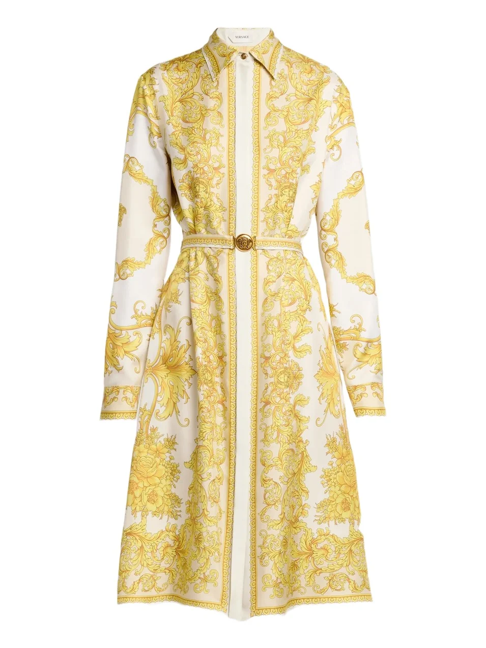 Women's Baroque-Print Silk Twill Midi Shirtdress