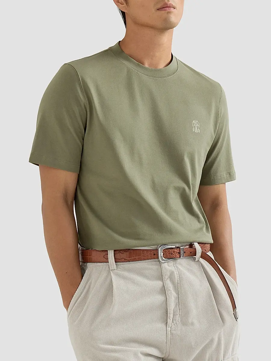 Brunello Cucinelli Men's Cotton Jersey Crew-Neck T-Shirt | Thumbnail 4 Brunello Cucinelli Men's Cotton Jersey Crew-Neck T-Shirt | Thumbnail 4