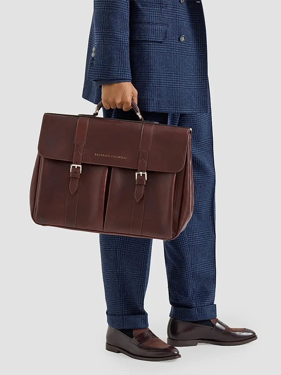 Brunello Cucinelli Men's Calfskin Briefcase | Thumbnail 2 Brunello Cucinelli Men's Calfskin Briefcase | Thumbnail 2