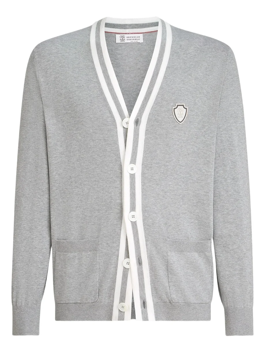 Men's Cotton Cardigan with Logo - Grey Men's Cotton Cardigan with Logo - Grey