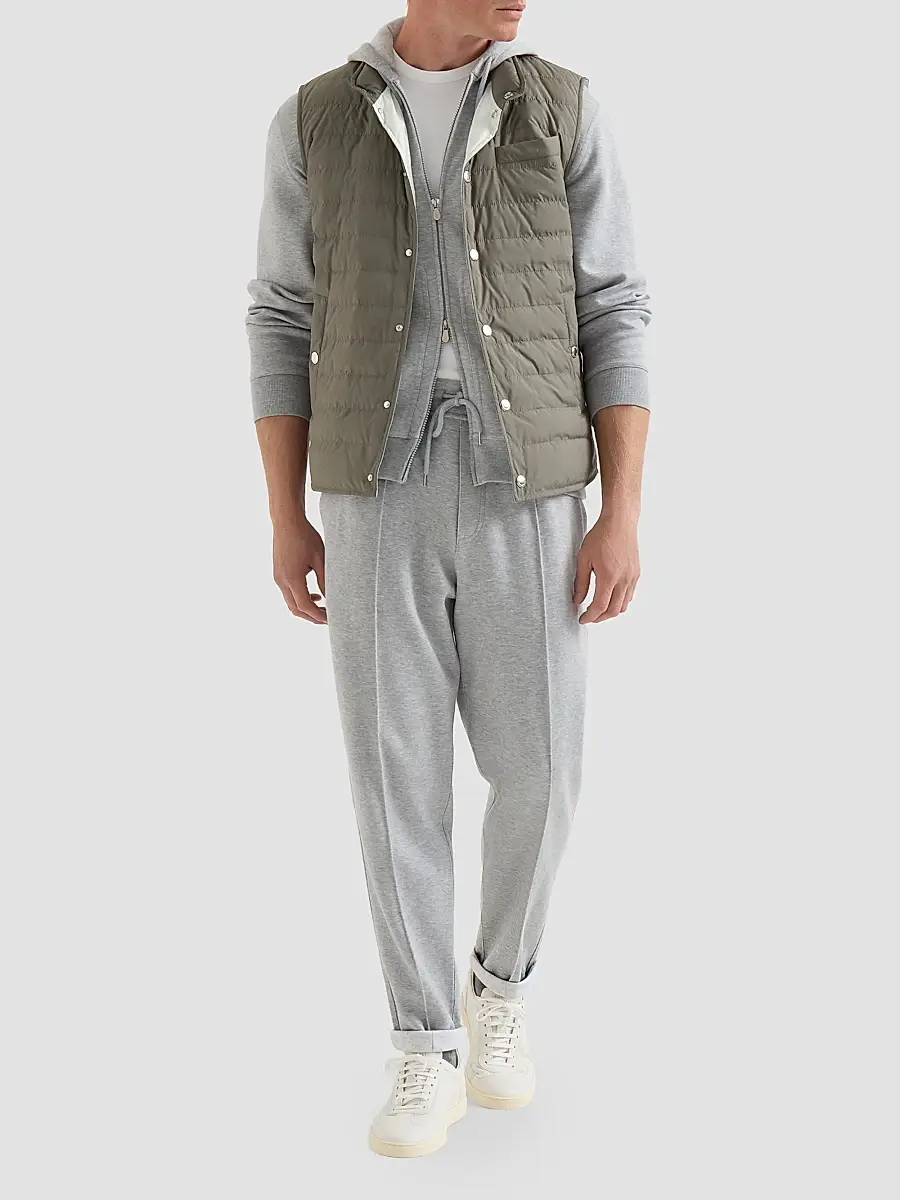 Brunello Cucinelli Men's Lightweight Techno Fabric Down Vest | Thumbnail 2 Brunello Cucinelli Men's Lightweight Techno Fabric Down Vest | Thumbnail 2