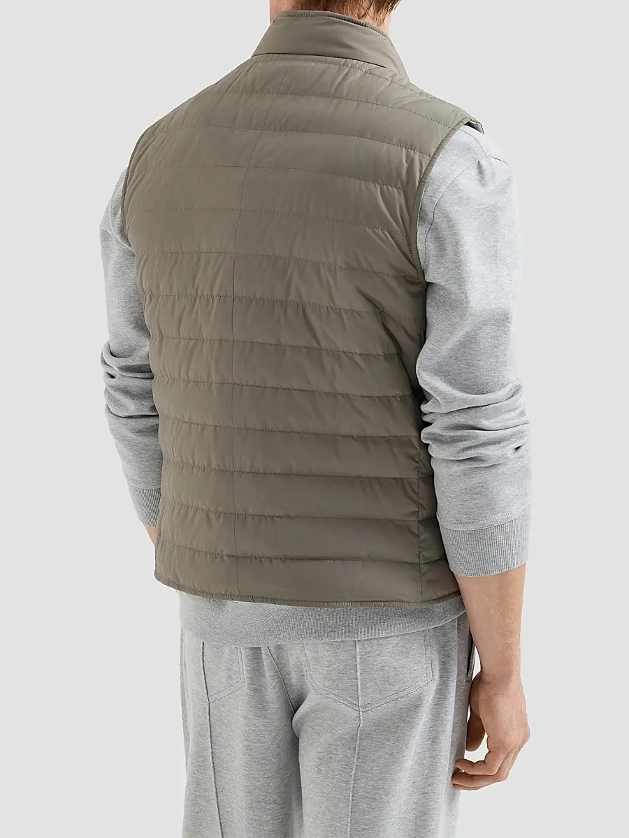 Brunello Cucinelli Men's Lightweight Techno Fabric Down Vest | Thumbnail 4 Brunello Cucinelli Men's Lightweight Techno Fabric Down Vest | Thumbnail 4