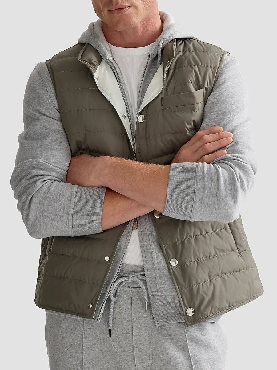 Brunello Cucinelli Men's Lightweight Techno Fabric Down Vest | Thumbnail 5 Brunello Cucinelli Men's Lightweight Techno Fabric Down Vest | Thumbnail 5