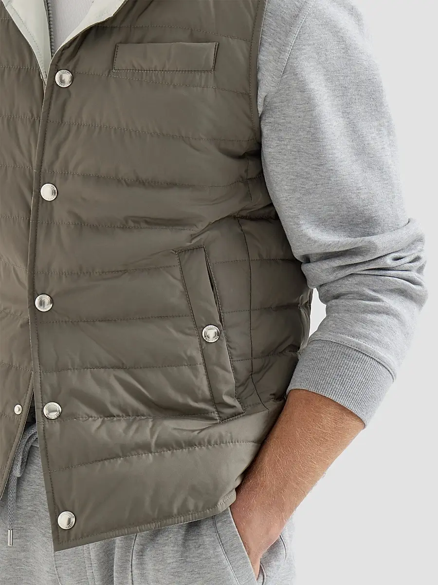 Brunello Cucinelli Men's Lightweight Techno Fabric Down Vest | Thumbnail 6 Brunello Cucinelli Men's Lightweight Techno Fabric Down Vest | Thumbnail 6