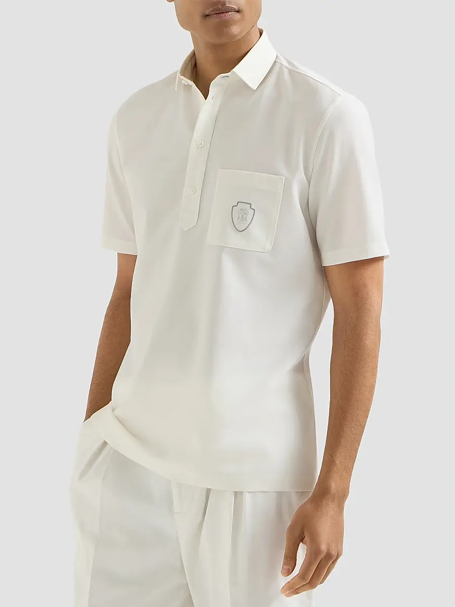 Brunello Cucinelli Men's Lightweight Virgin Wool Polo Shirt | Thumbnail 3 Brunello Cucinelli Men's Lightweight Virgin Wool Polo Shirt | Thumbnail 3
