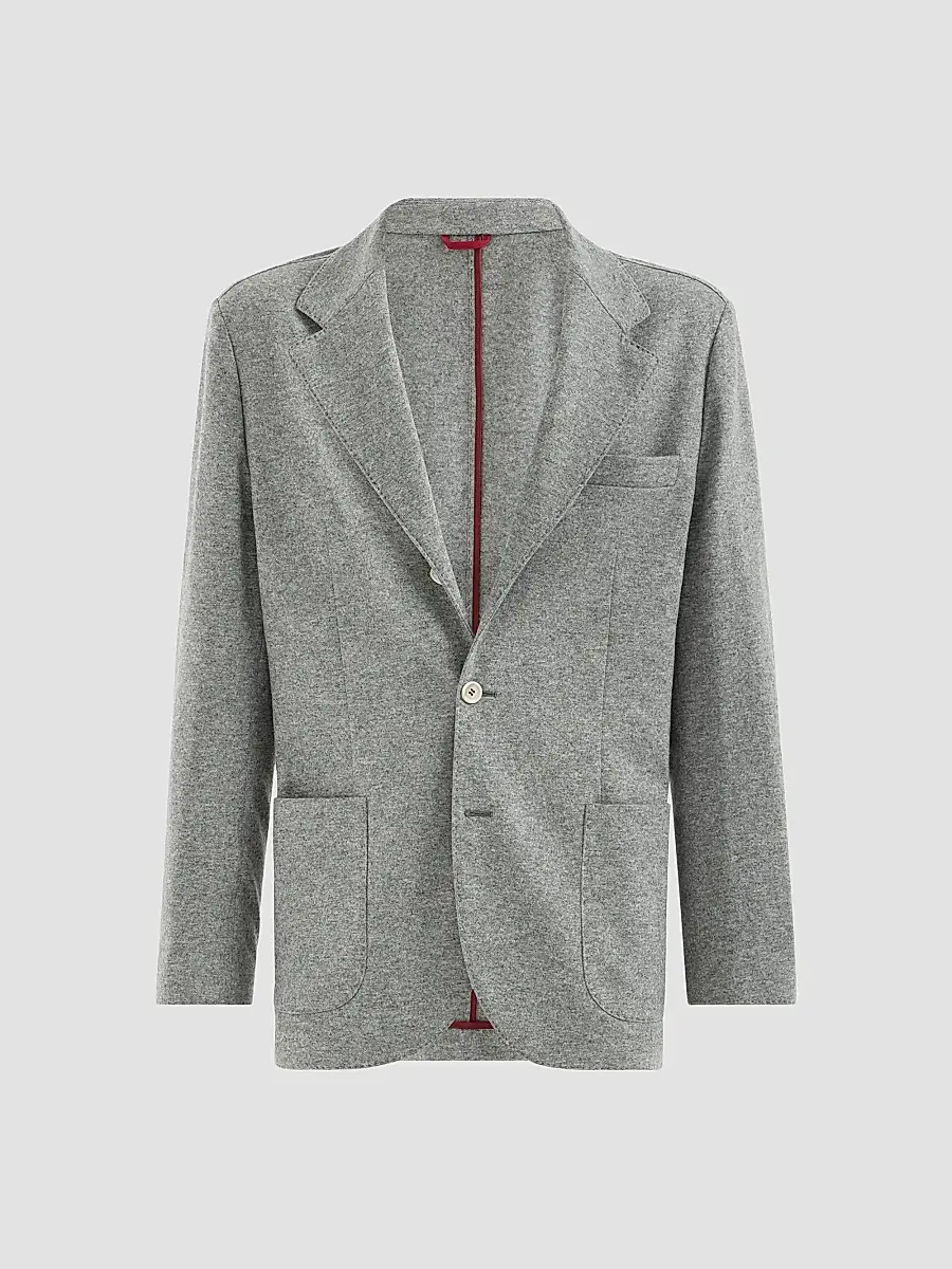 Brunello Cucinelli Men's Cashmere Jersey Blazer with Patch Pockets - Grey | Thumbnail 3