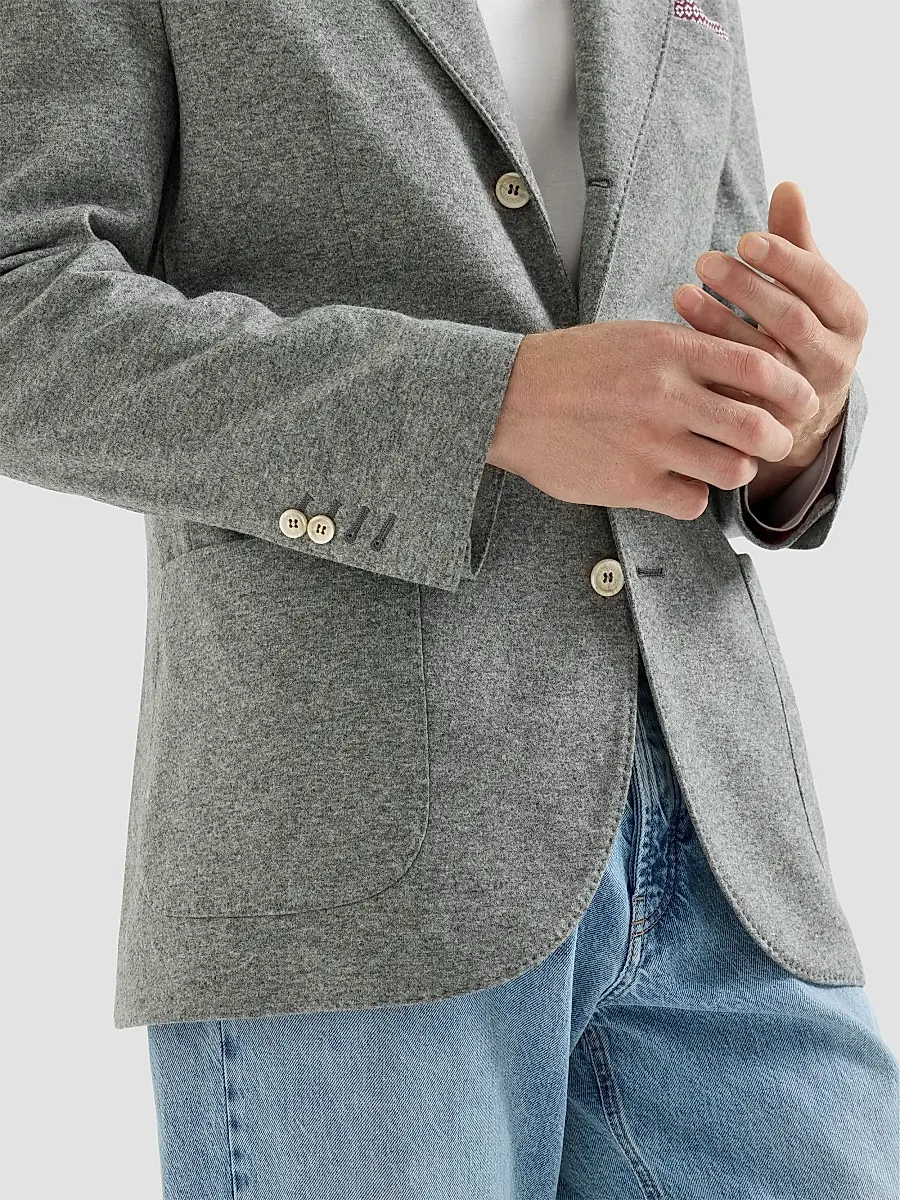 Brunello Cucinelli Men's Cashmere Jersey Blazer with Patch Pockets - Grey | Thumbnail 5