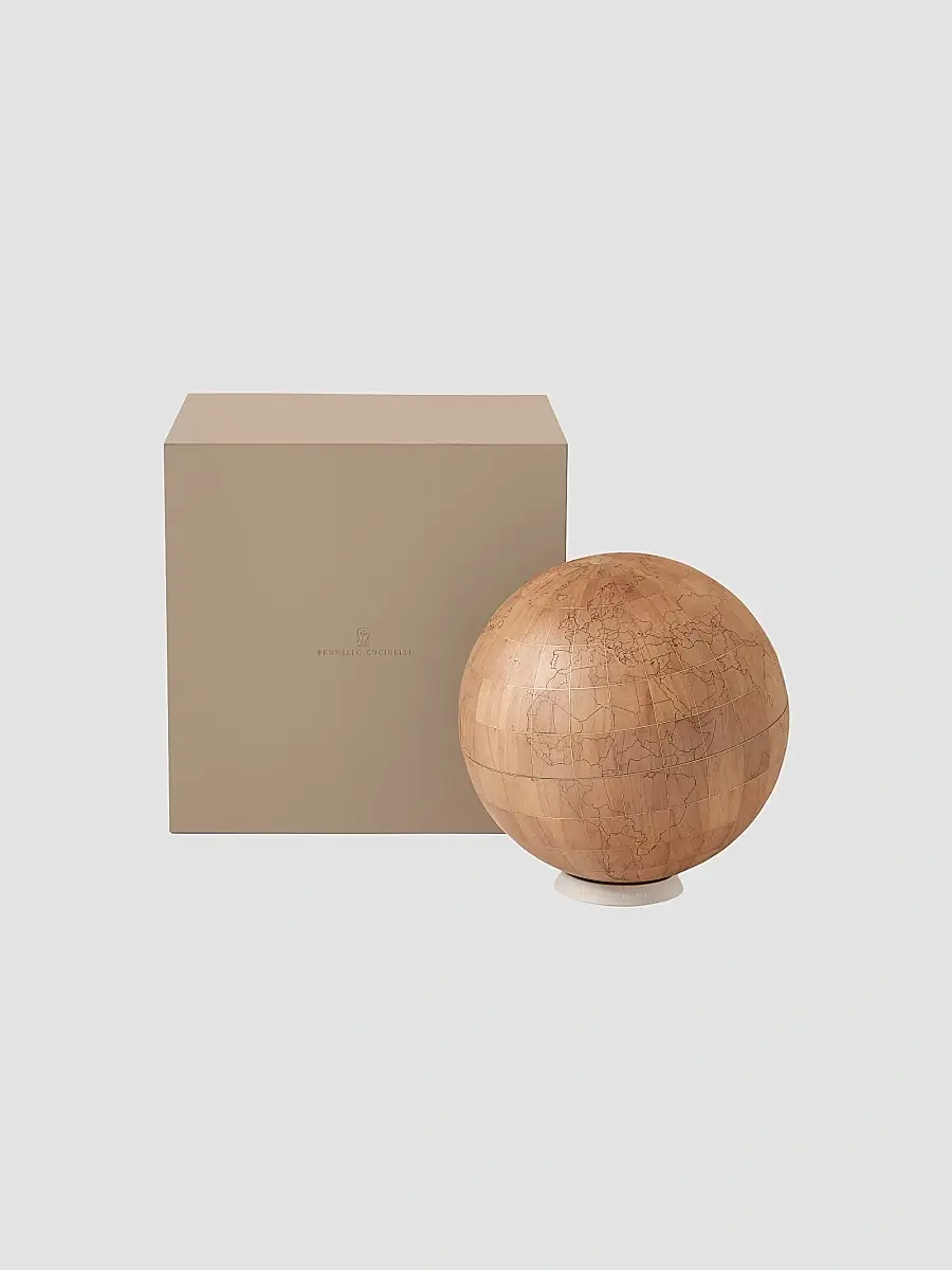 Brunello Cucinelli Walnut Wood, Brass and Sandstone Large Globe | Thumbnail 2 Brunello Cucinelli Walnut Wood, Brass and Sandstone Large Globe | Thumbnail 2