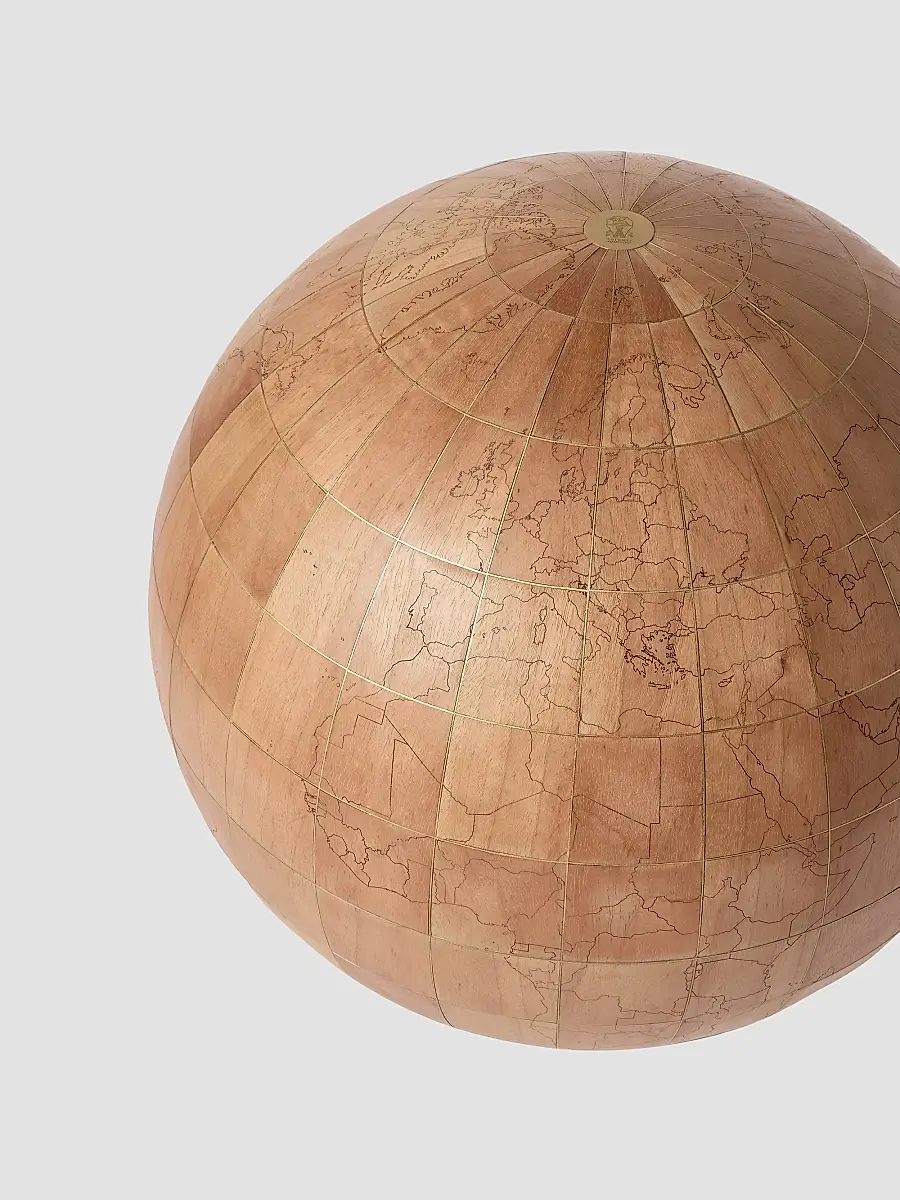 Brunello Cucinelli Walnut Wood, Brass and Sandstone Large Globe | Thumbnail 3 Brunello Cucinelli Walnut Wood, Brass and Sandstone Large Globe | Thumbnail 3