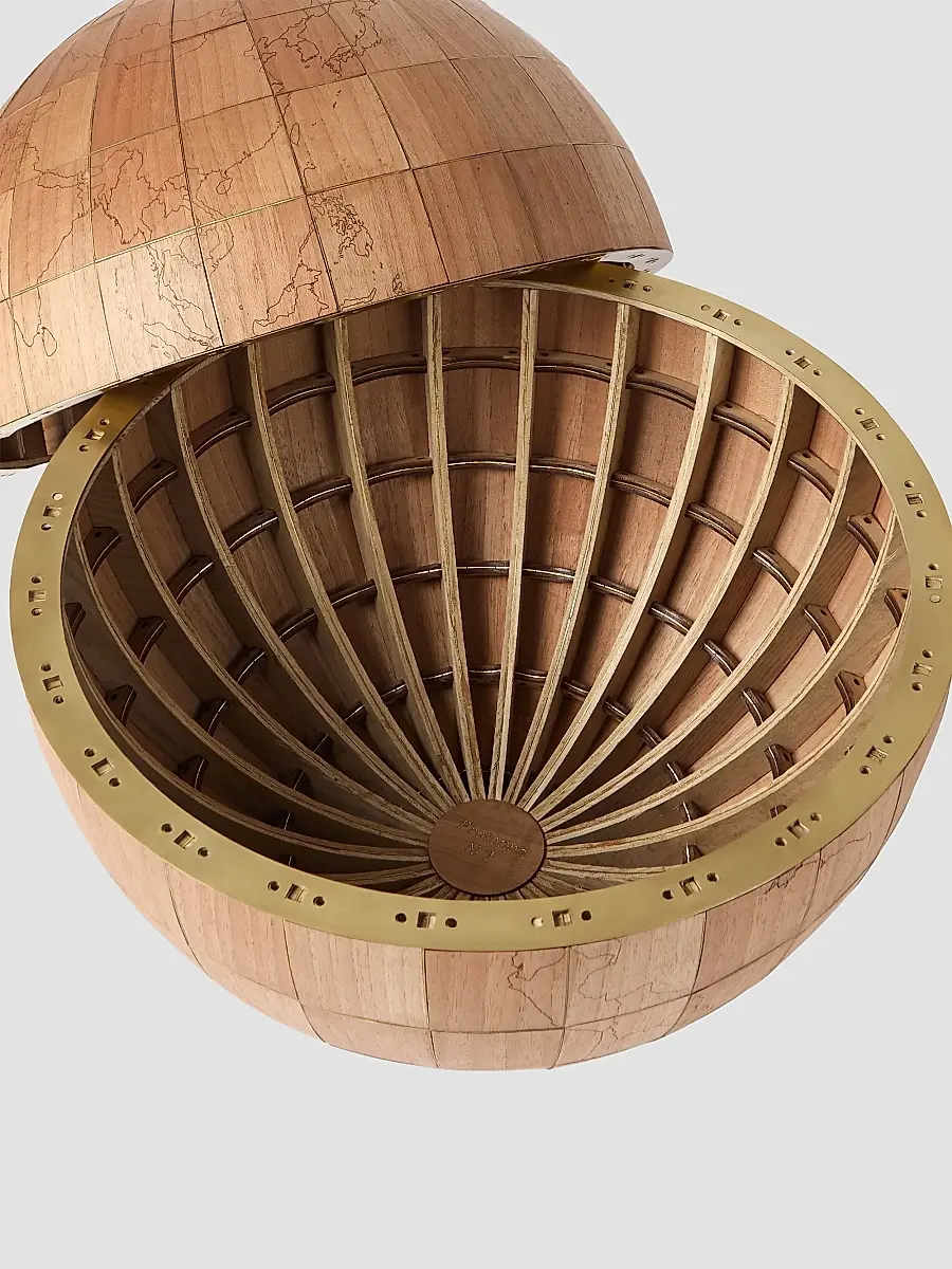 Brunello Cucinelli Walnut Wood, Brass and Sandstone Large Globe | Thumbnail 4 Brunello Cucinelli Walnut Wood, Brass and Sandstone Large Globe | Thumbnail 4