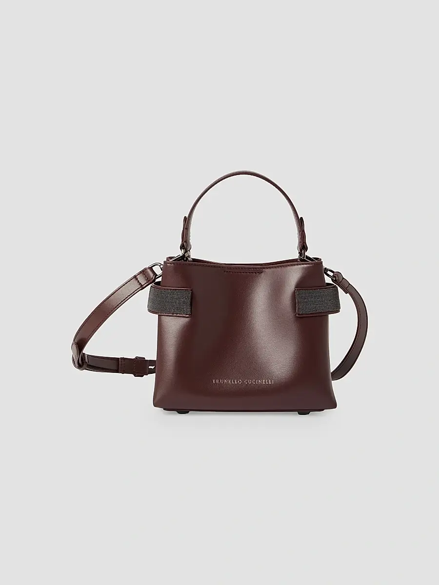 Brunello Cucinelli Women's Essence Small Top Handle Bag in Calfskin - Burgundy | Thumbnail 2 Brunello Cucinelli Women's Essence Small Top Handle Bag in Calfskin - Burgundy | Thumbnail 2