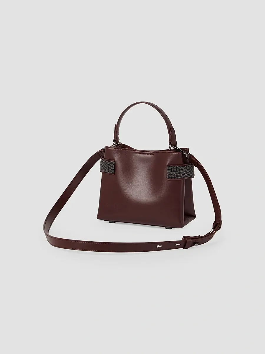 Brunello Cucinelli Women's Essence Small Top Handle Bag in Calfskin - Burgundy | Thumbnail 3 Brunello Cucinelli Women's Essence Small Top Handle Bag in Calfskin - Burgundy | Thumbnail 3