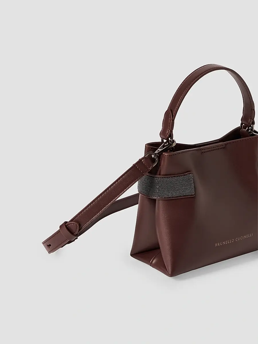 Brunello Cucinelli Women's Essence Small Top Handle Bag in Calfskin - Burgundy | Thumbnail 4 Brunello Cucinelli Women's Essence Small Top Handle Bag in Calfskin - Burgundy | Thumbnail 4