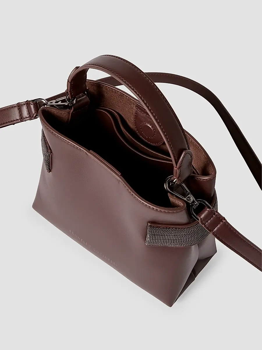 Brunello Cucinelli Women's Essence Small Top Handle Bag in Calfskin - Burgundy | Thumbnail 6 Brunello Cucinelli Women's Essence Small Top Handle Bag in Calfskin - Burgundy | Thumbnail 6