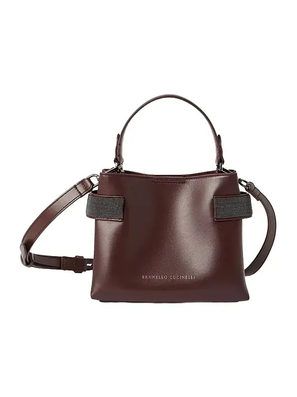 Brunello Cucinelli Women's Essence Small Top Handle Bag in Calfskin - Burgundy