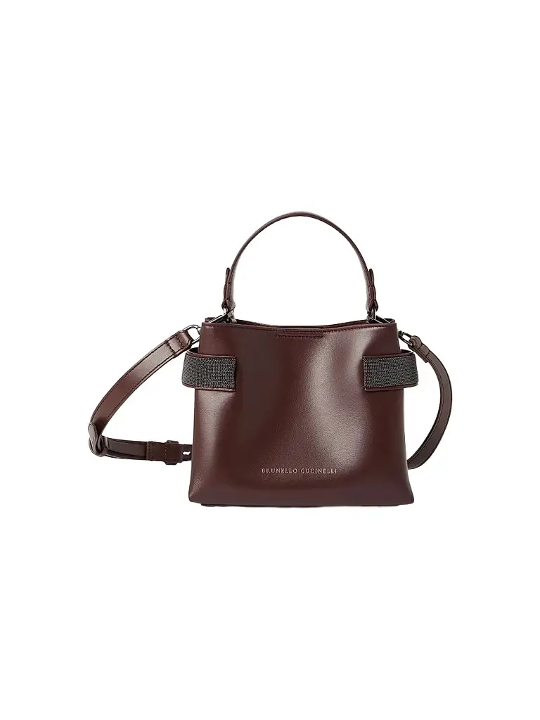 Brunello Cucinelli Women's Essence Small Top Handle Bag in Calfskin - Burgundy