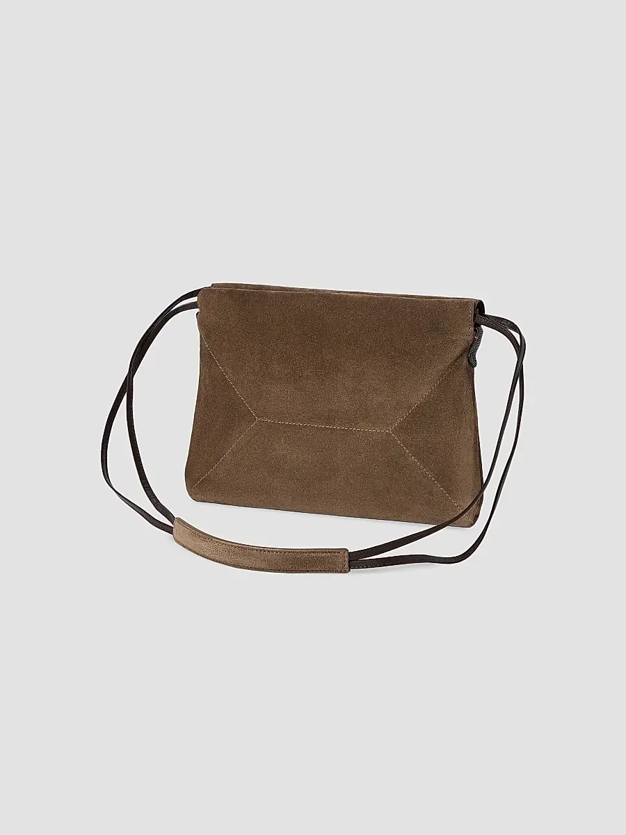 Brunello Cucinelli Women's Pouch Bag in Suede with Monili - Caramel | Thumbnail 3 Brunello Cucinelli Women's Pouch Bag in Suede with Monili - Caramel | Thumbnail 3