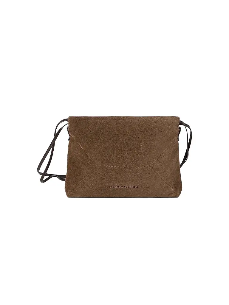 Women's Pouch Bag in Suede with Monili - Caramel Women's Pouch Bag in Suede with Monili - Caramel