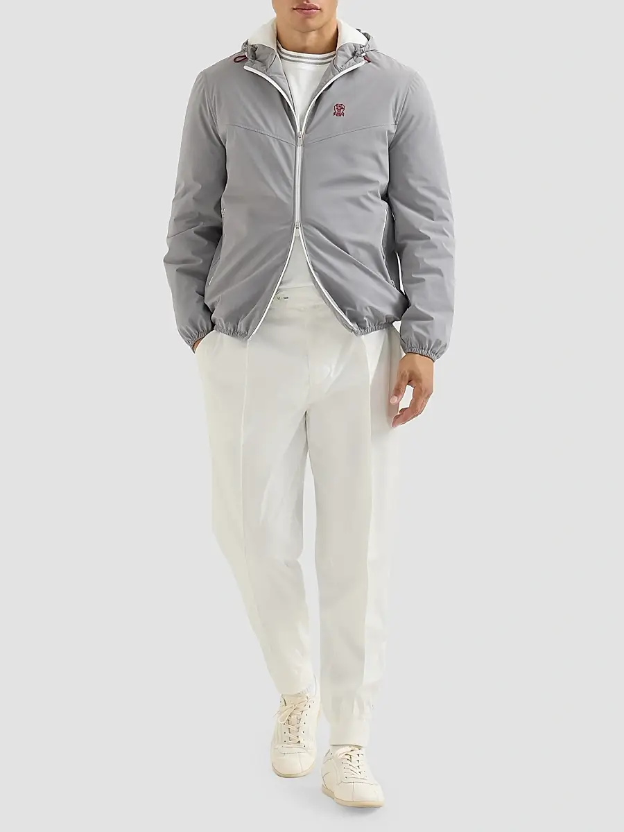 Brunello Cucinelli Men's Nylon Trousers with Tabbed Waistband, Crête Detail | Thumbnail 2