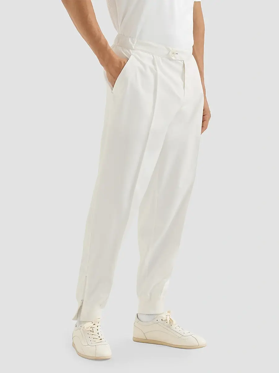 Brunello Cucinelli Men's Nylon Trousers with Tabbed Waistband, Crête Detail | Thumbnail 3