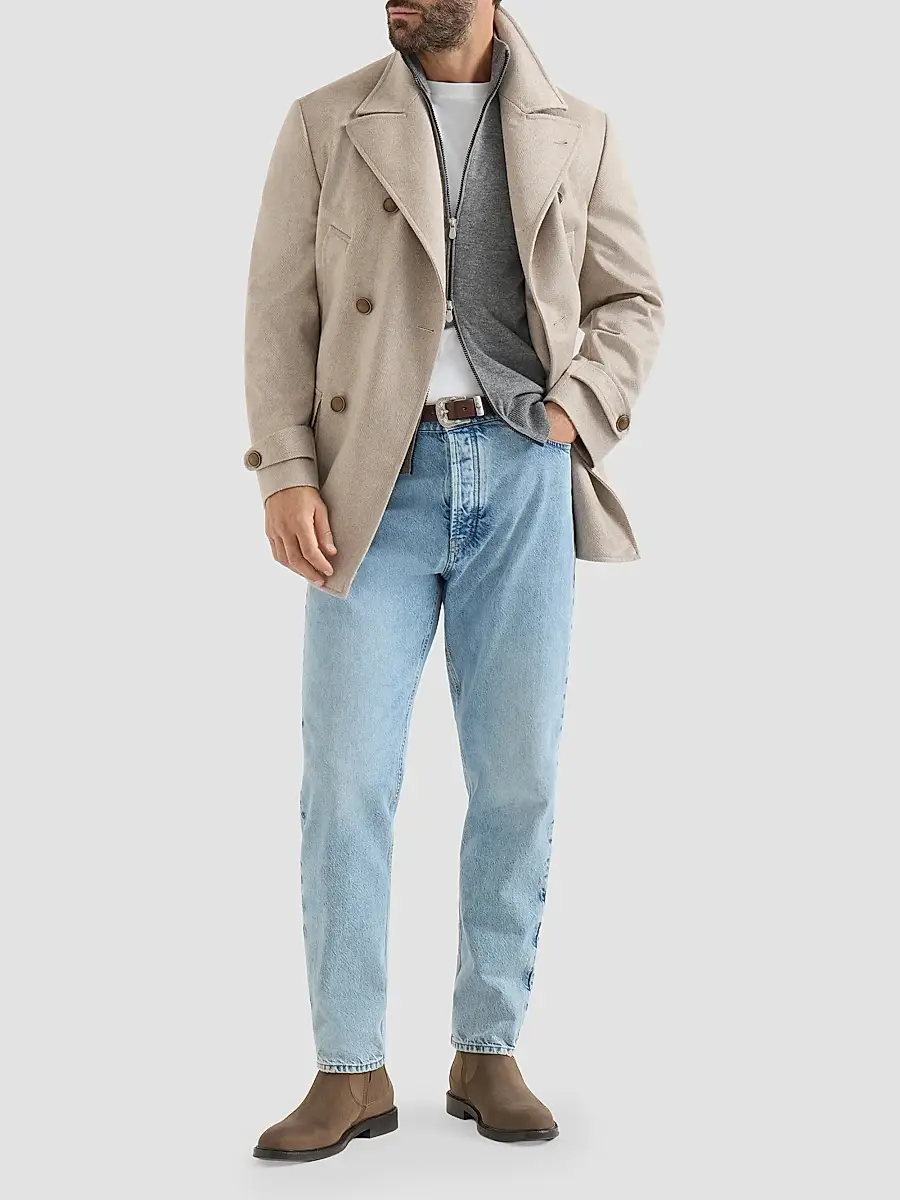 Brunello Cucinelli Men's Cashmere High-Neck Cardigan with Zipper - Grey | Thumbnail 2 Brunello Cucinelli Men's Cashmere High-Neck Cardigan with Zipper - Grey | Thumbnail 2