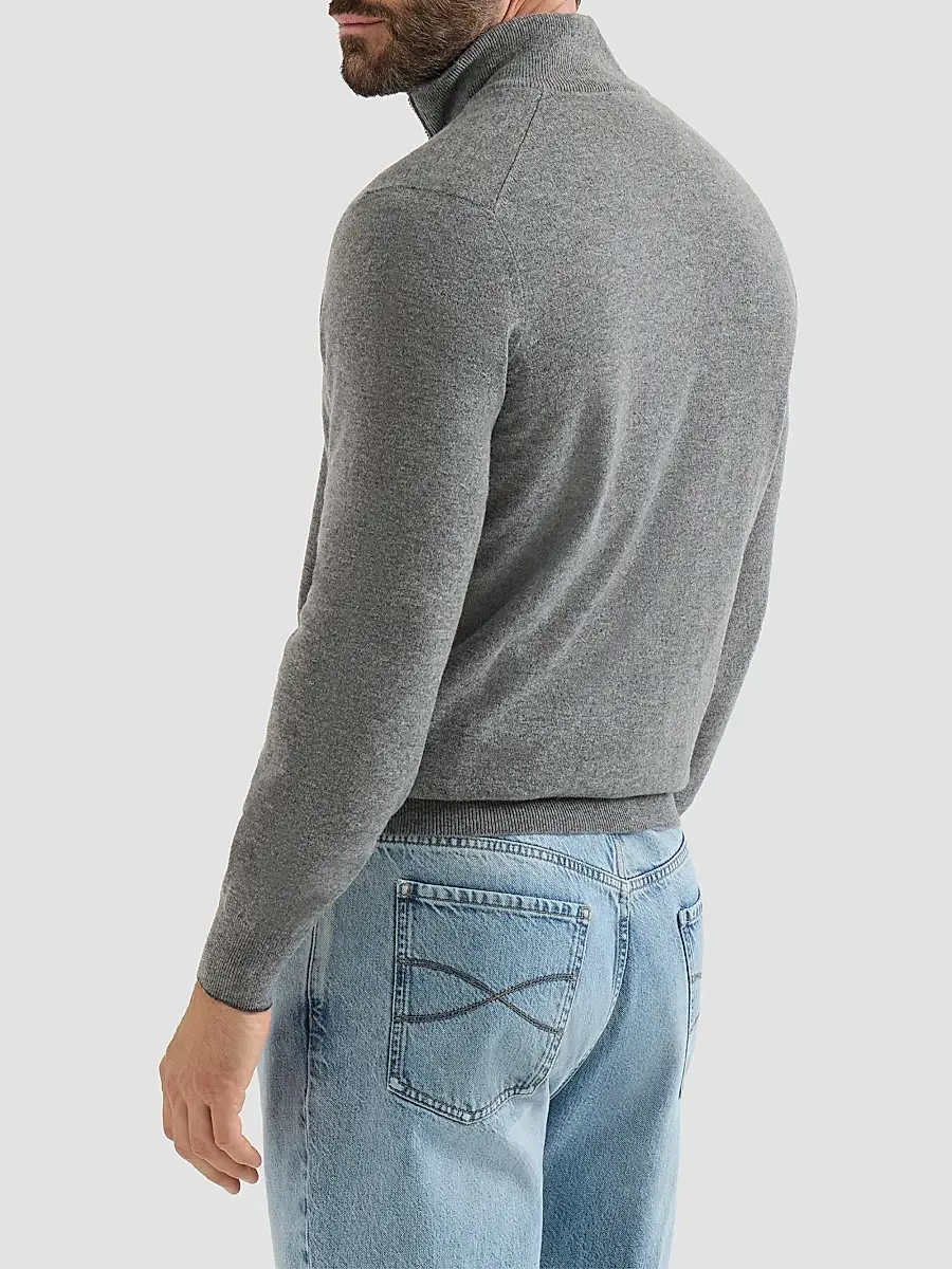 Brunello Cucinelli Men's Cashmere High-Neck Cardigan with Zipper - Grey | Thumbnail 4 Brunello Cucinelli Men's Cashmere High-Neck Cardigan with Zipper - Grey | Thumbnail 4