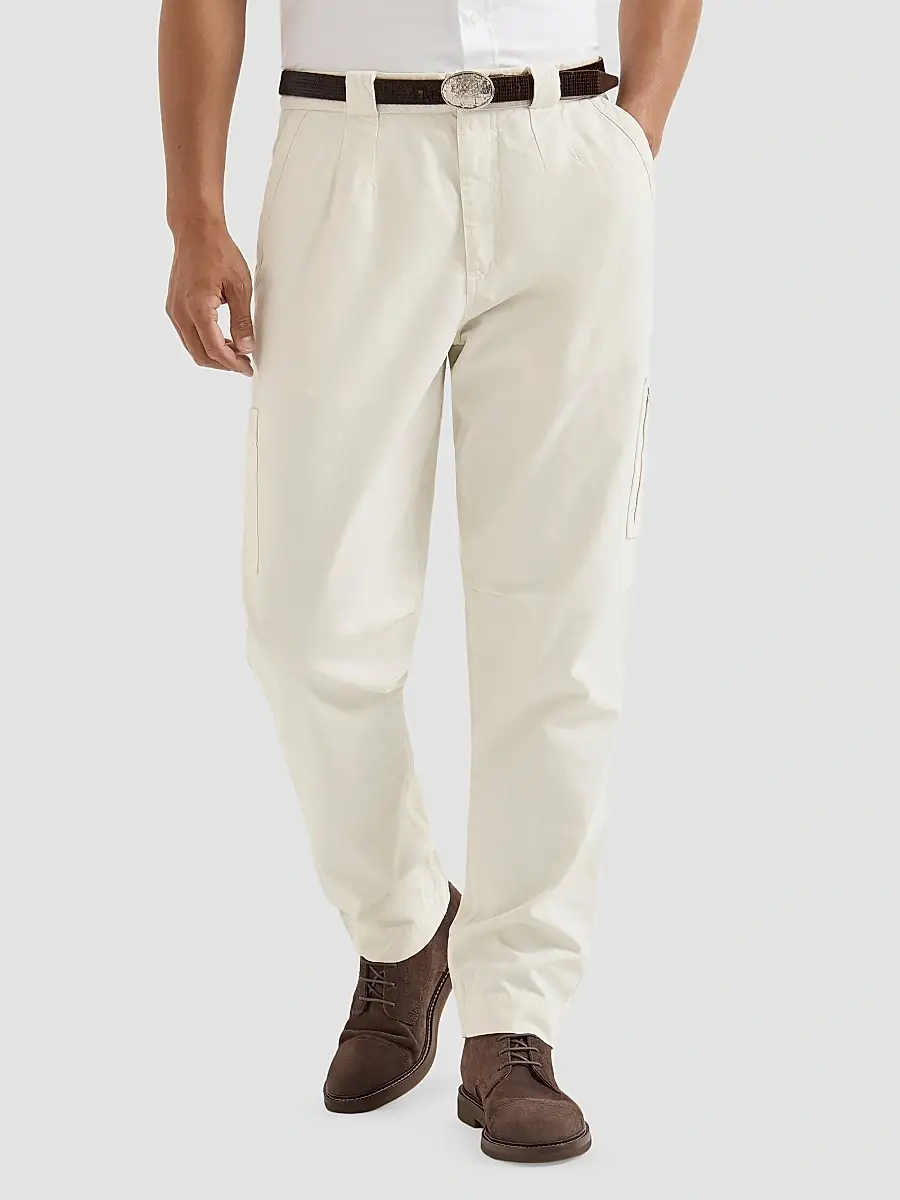 Brunello Cucinelli Men's Peached Cotton Gabardine Trousers with Zipped Pocket - White | Thumbnail 3
