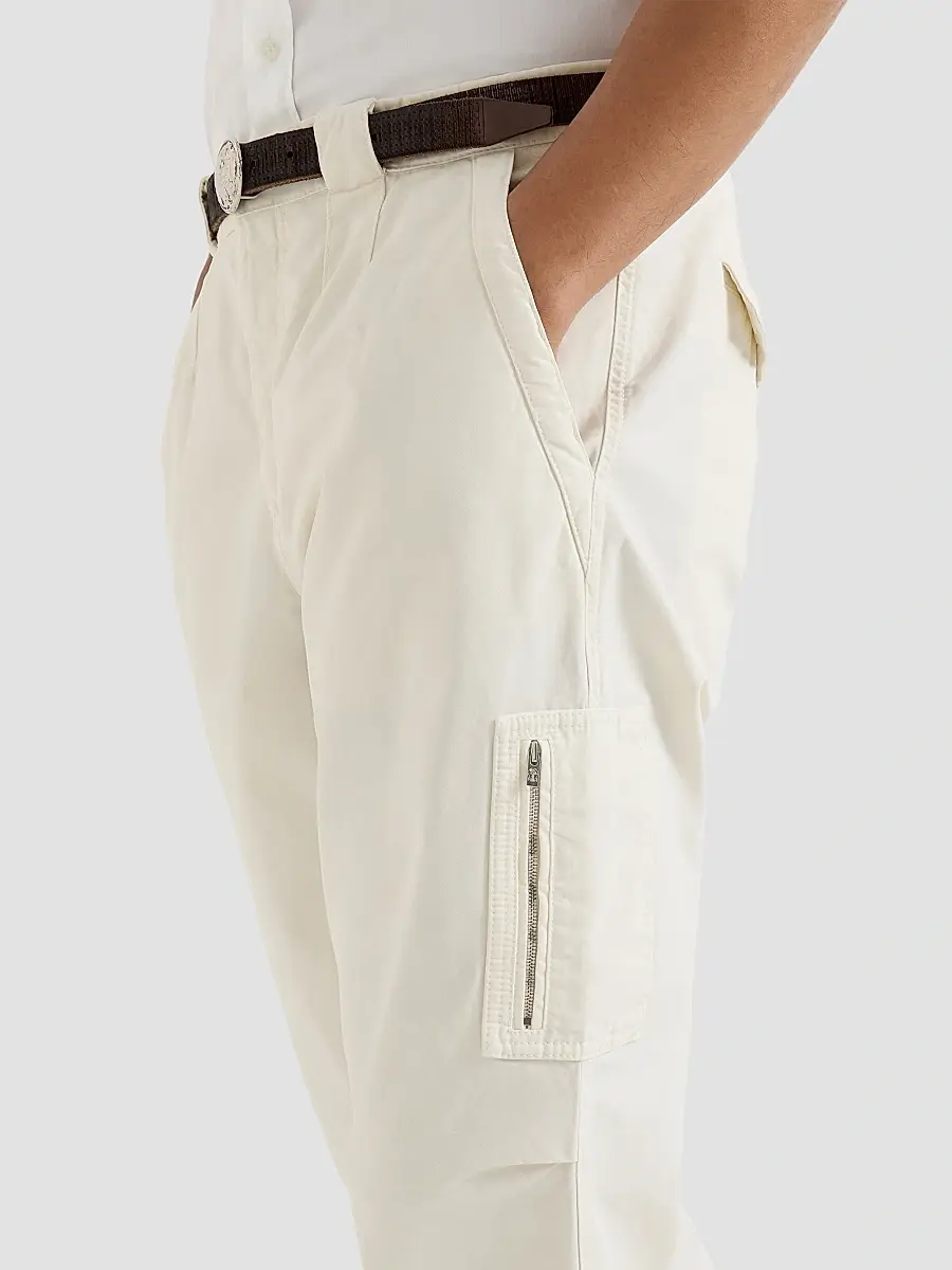 Brunello Cucinelli Men's Peached Cotton Gabardine Trousers with Zipped Pocket - White | Thumbnail 6