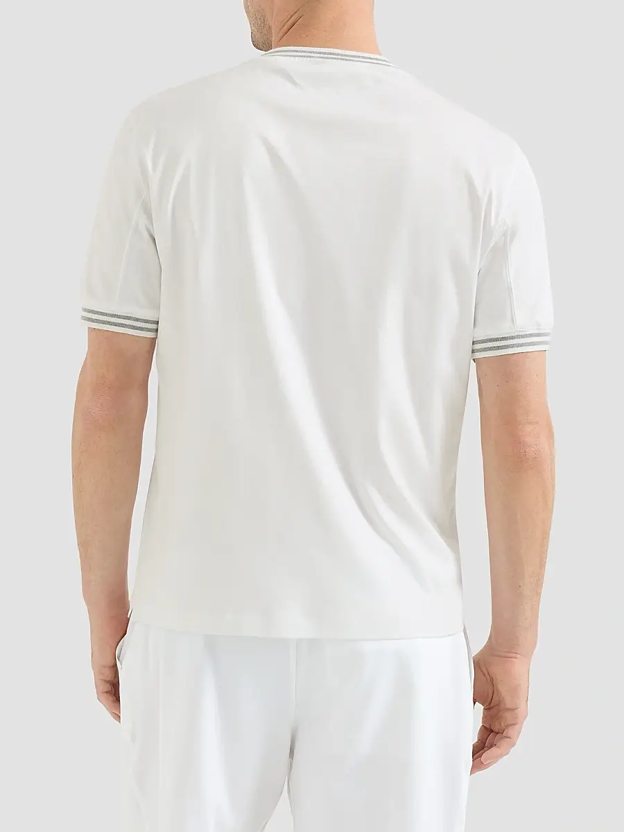 Brunello Cucinelli Men's Cotton Jersey Crew Neck T-Shirt with Logo - White | Thumbnail 4 Brunello Cucinelli Men's Cotton Jersey Crew Neck T-Shirt with Logo - White | Thumbnail 4