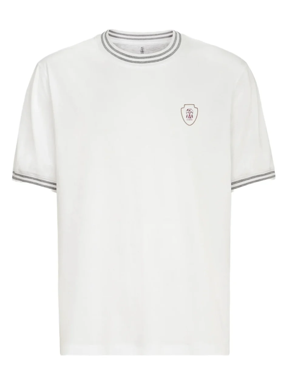 Men's Cotton Jersey Crew Neck T-Shirt with Logo - White Men's Cotton Jersey Crew Neck T-Shirt with Logo - White