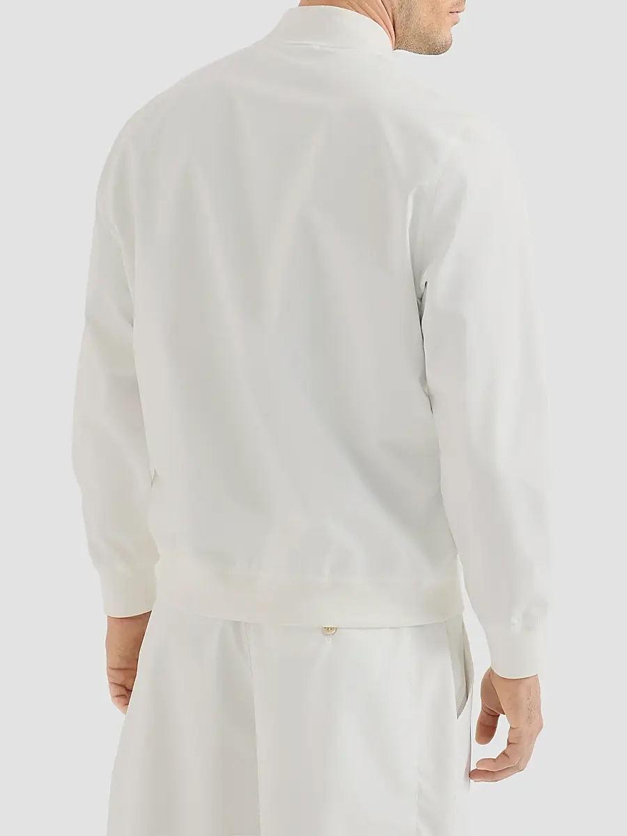 Brunello Cucinelli Men's Nylon Sweatshirt with Logo and Zipper - White | Thumbnail 4 Brunello Cucinelli Men's Nylon Sweatshirt with Logo and Zipper - White | Thumbnail 4