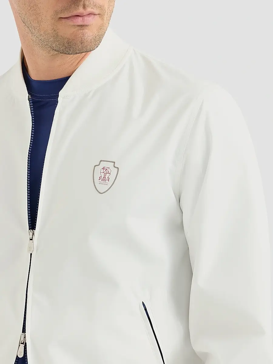 Brunello Cucinelli Men's Nylon Sweatshirt with Logo and Zipper - White | Thumbnail 6 Brunello Cucinelli Men's Nylon Sweatshirt with Logo and Zipper - White | Thumbnail 6
