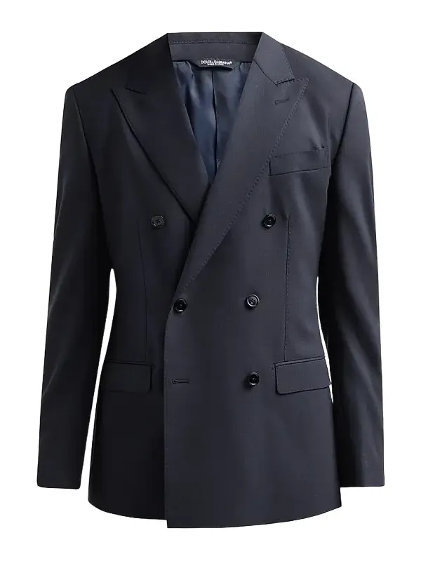 Men's Stretch-Virgin Wool Double-Breasted Jacket Men's Stretch-Virgin Wool Double-Breasted Jacket