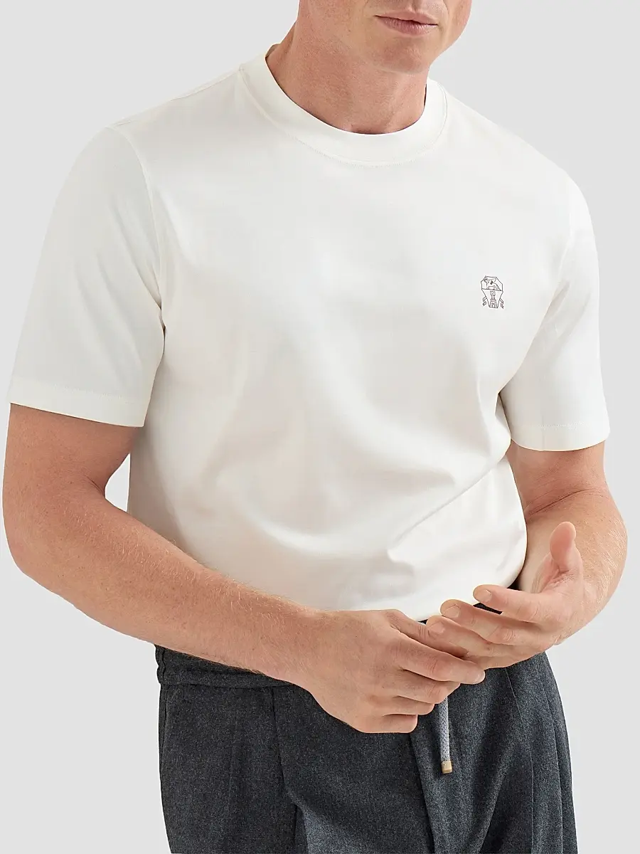 Brunello Cucinelli Men's Cotton Jersey Crew-Neck T-Shirt | Thumbnail 4 Brunello Cucinelli Men's Cotton Jersey Crew-Neck T-Shirt | Thumbnail 4